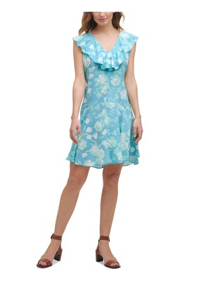 

CALVIN KLEIN Женское светло-голубое пуловер с завязками Стильное короткое платье без рукавов, Light blue