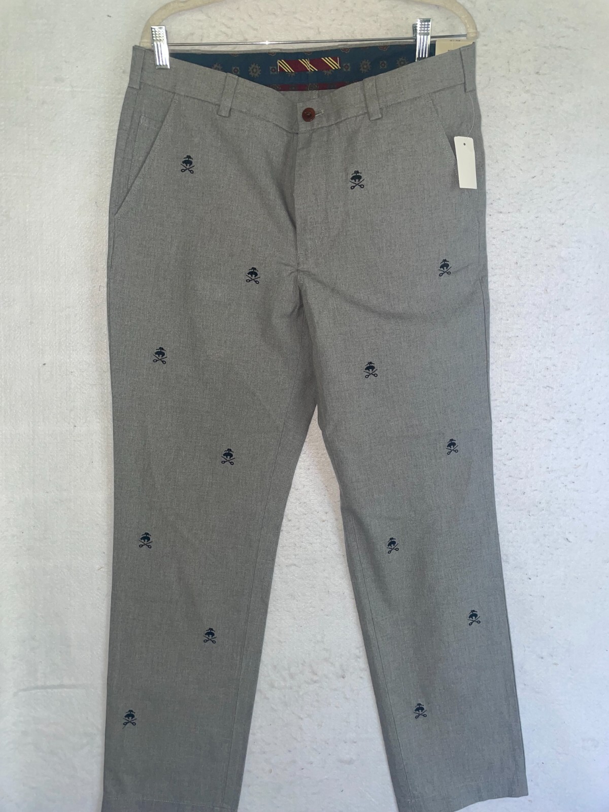 Brooks Brothers Pants 34x30 Men's All Over Print Logo Gray