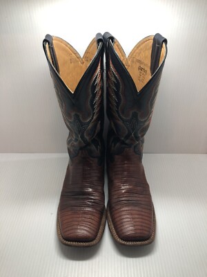 Ferrini  Brown Teju Lizard Square Toe Western Boots Men s Size 9.5- Preowned