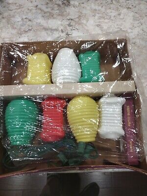 2 - Vintage Noma Patio Lantern String Blow Mold Lights Party Red Green Yellow