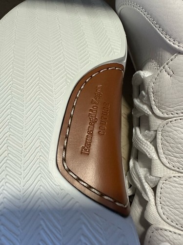 Pre-owned Ermenegildo Zegna $950  Couture Leather Sneakers White Size 7 Us/40 Eu