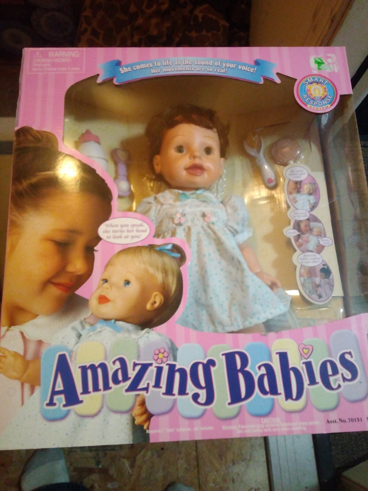 2000 Playmates Amazing Babies Interactive Doll Smart Response System Green eyes