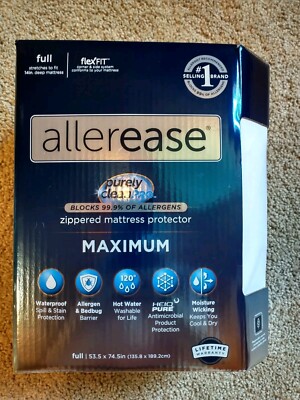 Allerease Maximum Zippered Mattress Protector Full Size New In Box