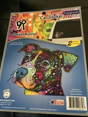 Enjoy It Dean Russo Car Sticker 22009CS Art Licensing Friendly Colorful Dog Face