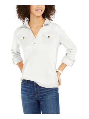 

TOMMY HILFIGER Женская белая блузка с длинным рукавом и воротником  XS, Белый