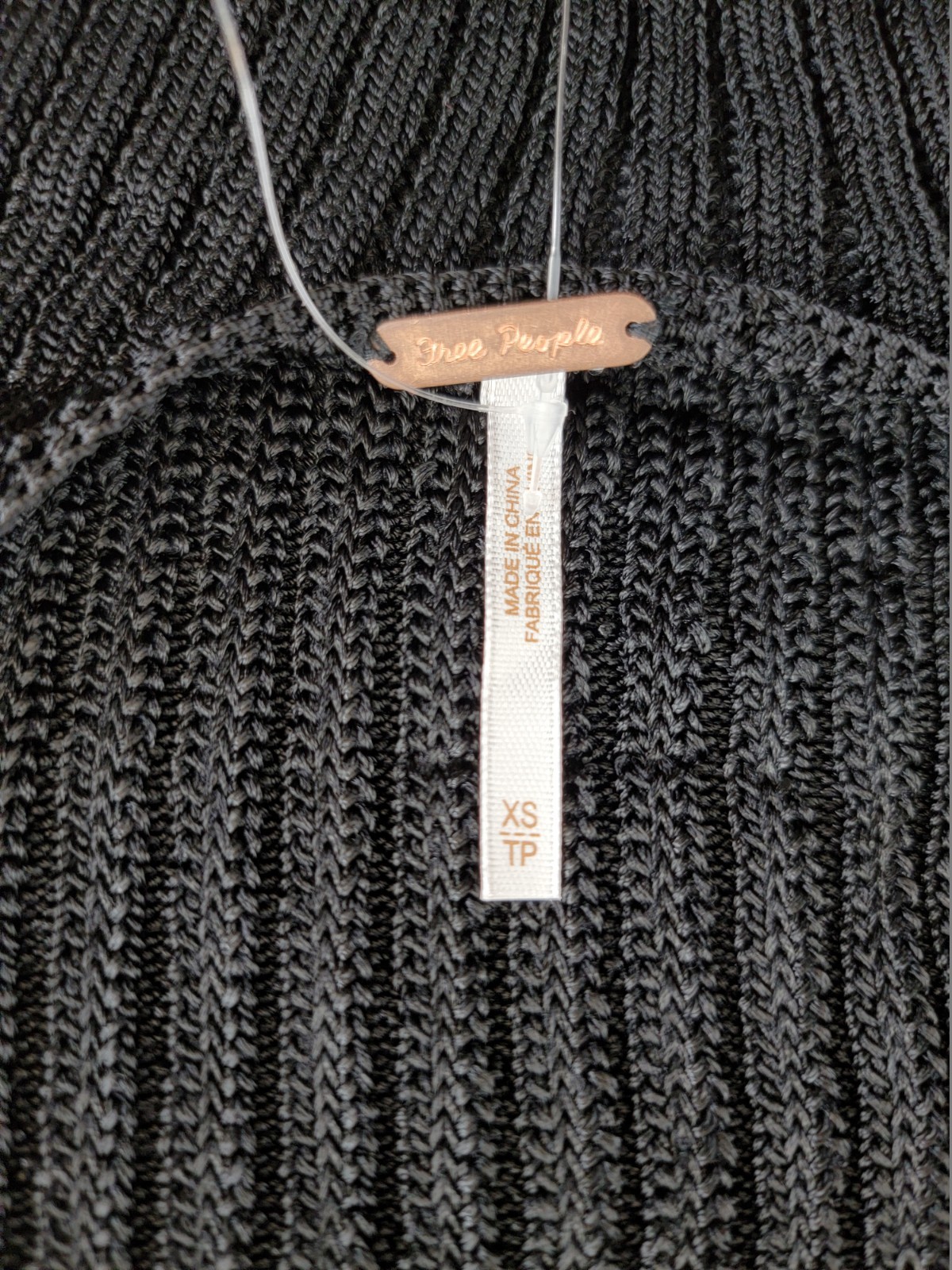 Free People Textured Short Sleeves Crop Sweater Top Women's XS Black Pullover - Picture 11 of 13