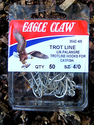 50 - EAGLE CLAW 4/0 BIG EYE TROT LINE HOOKS - TROTLINE HOOKS FOR CATFISH