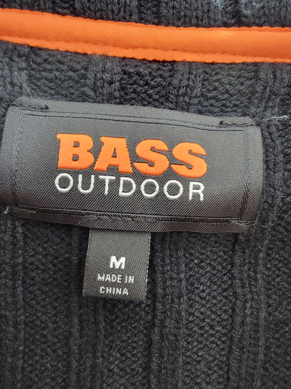 BASS OUTDOOR Mixed Media Zip-Front Hooded Sweater Jacket Men's M Black Pockets - Picture 10 of 17