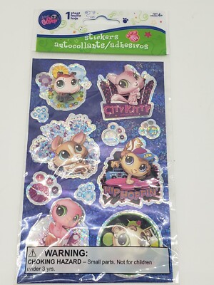 2011 Littlest Pet Shop Foil 3D Stickers Sandy Lion New Old Stock Sealed Kitty 