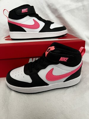 NEW Nike Court Borough Mid 2 NIKE PINK BLACK Toddler SHOES CD7784 005 Size 10c