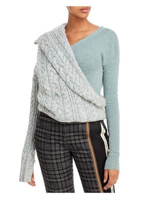 

HELLESSY Женский зеленый вязаный свитер с V-образным вырезом на пуговицах и длинными рукавами