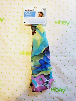 Scunci Effortless Beauty Floral Tropical Headband Green Blue Yellow New