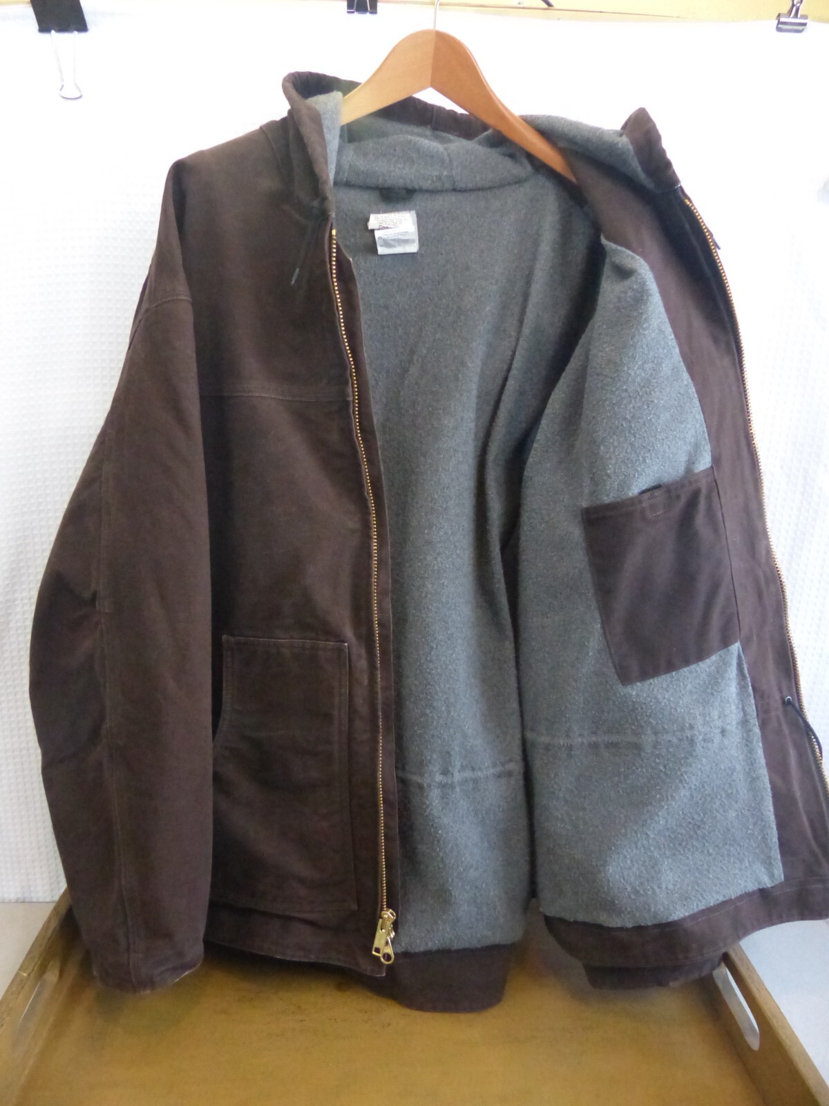 Carhartt C68 DKB Hooded Ridge Coat Fleece Lined Brown Brass Zip