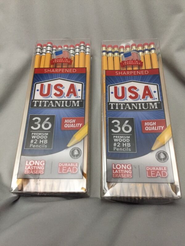 (2 Packs) MADE IN THE USA 36 Premium Wood #2 Pencils Per Pack, Sharpened