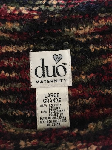 Duo Maternity Sweater  Knit Long Sleeve Cozy Top SZ L Large Multi Color