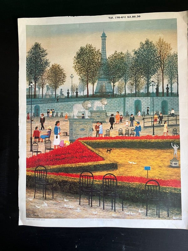 Affiche Art Paris Vu Par Fanch Ledan Jardin Des Tuileries Et La Tour Eiffel