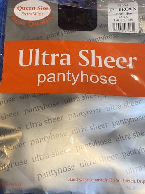 Ultra Sheer Pantyhose Jet Brown 160-230 lb Sz Queen Extra Wide B20