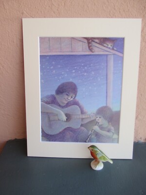 vintage mother and child playing music by Ruth Lercher Bornstein 1983