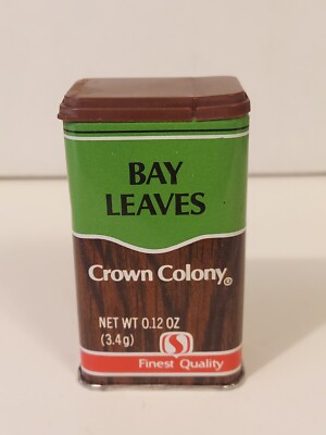Crown Colony Brand Early 1990s Bay Leaves Spice Tin