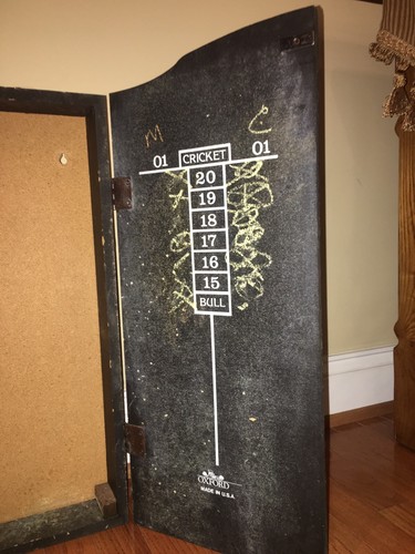 Vintage Cheers Wooden Dartboard Cabinet