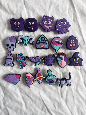 20 Pc Spooky Purple Monster And Pastel Halloween Croc Charms / Jibbitz