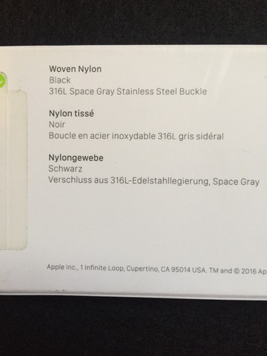 Authentic Apple Watch Band 38mm  Black Woven Nylon Band Space Gray Stainless