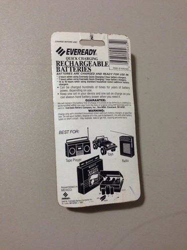 Rare Vintage Collectible Eveready CH35 Rechargeable Nickel-Cadmium Batteries *C*
