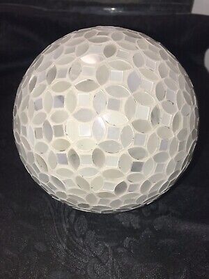 Barbara King 8 inch White Mosaic Glass Illuminated Sphere Color Changing Remote