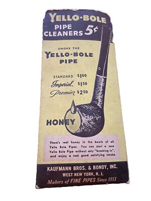 Vintage Yello-Bole Pipe Cleaners 5 Cents Honey Kaufmann Bros & Bondy