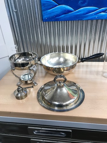 VINTAGE ~ Leonard English Silver Plated Chaffing Pot With Lid And Handles