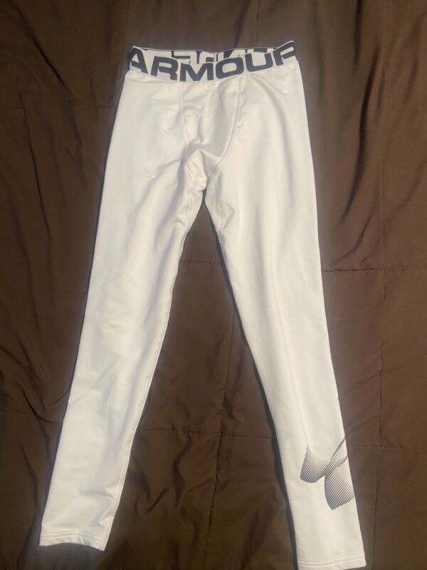 Under Armour Cold Gear Youth Fitted Leggings YL White Preowned