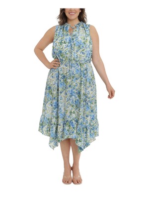 Женское синее вечернее платье миди без рукавов LONDON TIMES Party Fit + расклешенное платье плюс 14