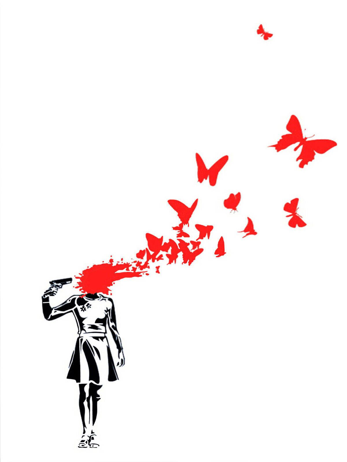 Banksy Suicide Butterflies Street art on flat canvas 16 x 20 Banksy Suicide Butterflies Street art on flat canvas 16 x 20