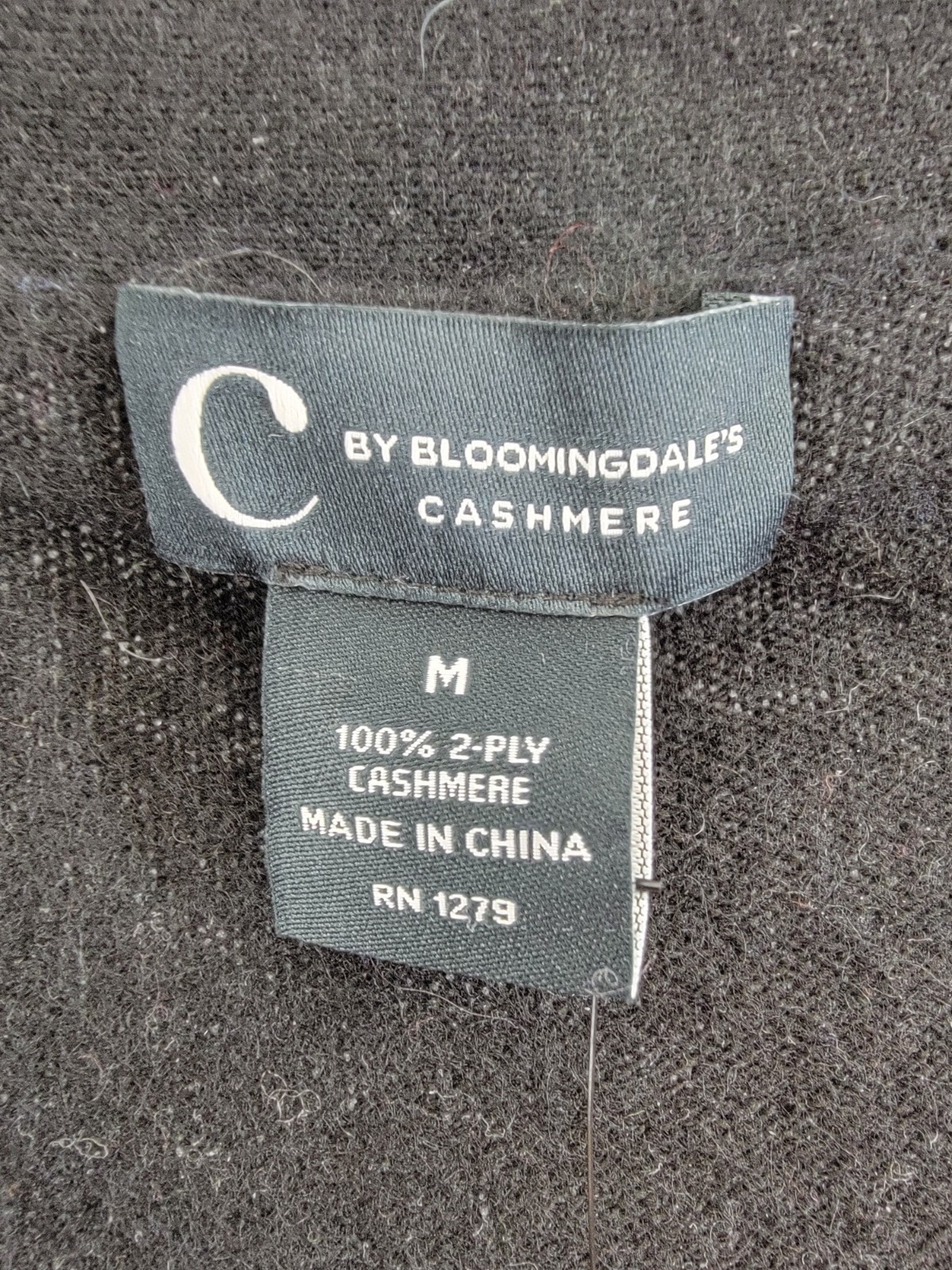 C by Bloomingdale's Cashmere Grandfather Cardigan Women's M Black Button Front - Picture 13 of 18