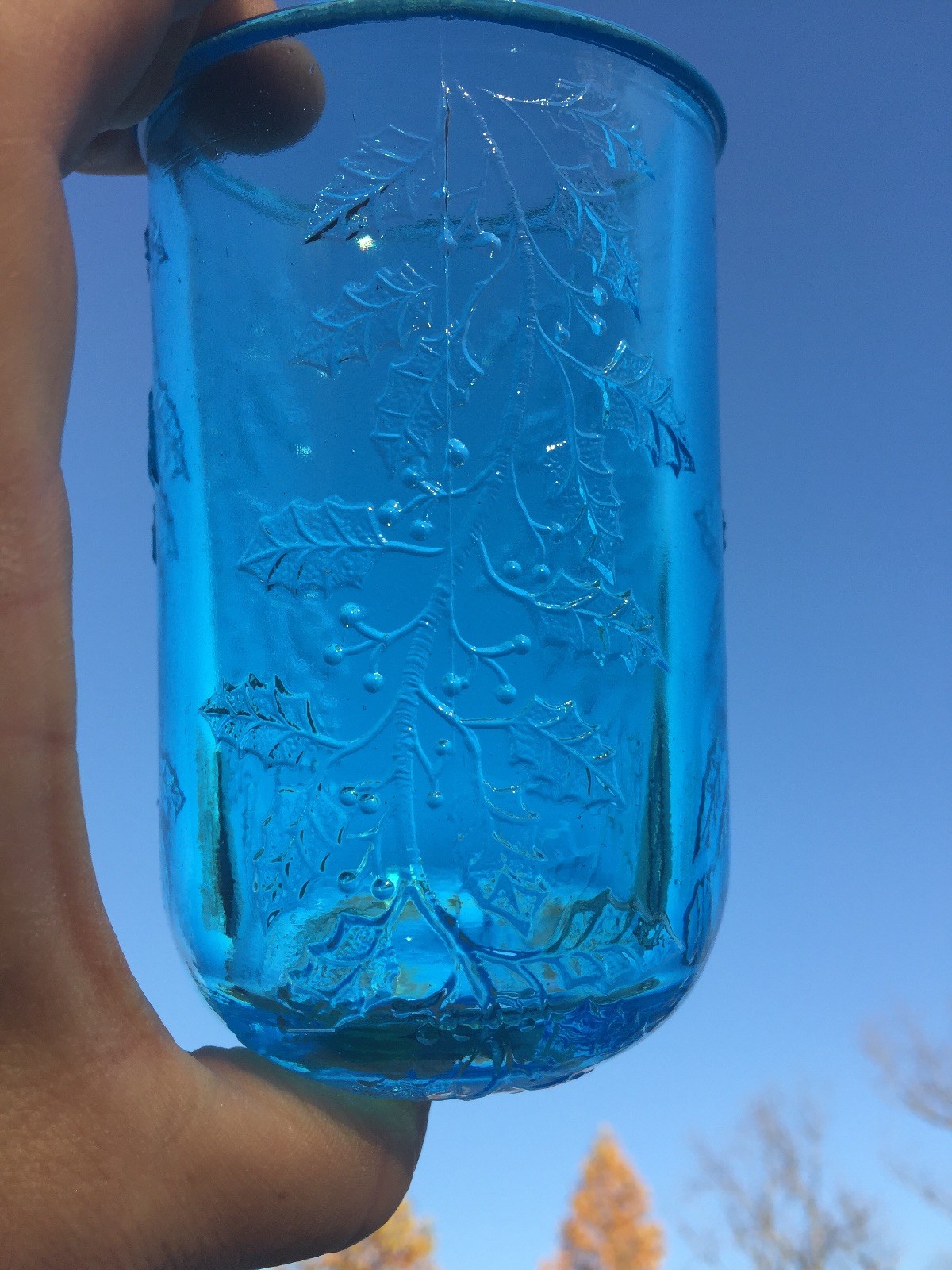 Antique Aqua Marine Sea Ocean Blue FAIRY LIGHT Leaf & Vine RARE FIND ? 5/5 ??m17