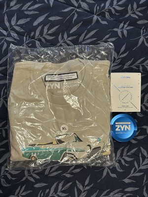 Navy Blue Metal ZYN Can and Men s XL Menthol T-Shirt   ZYN Rewards (Brand New)