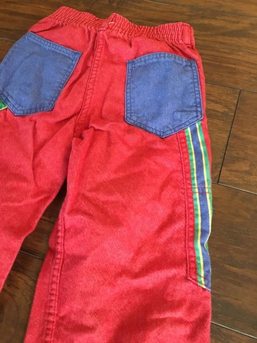 Vintage Retro Red Pants Oshkosh Sz 7 Big Baggy Rapper Color Blocking 1990s