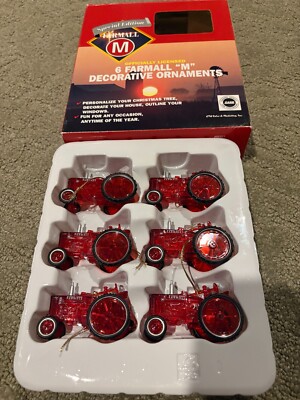 OFFICIAL CASE IH Farmall M RED Tractors Christmas Ornament 6 PIECE Set #8001
