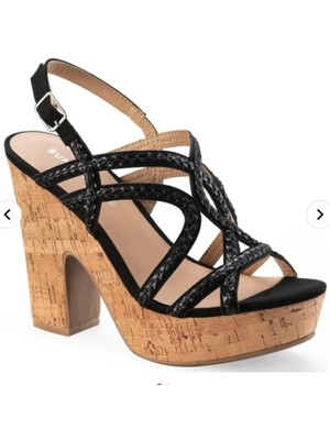 Женские черные босоножки на платформе 1,5 Надежда с блочным носком и каблуком-лодочкой с ремешком на заднике из солнечного камня, 11 М