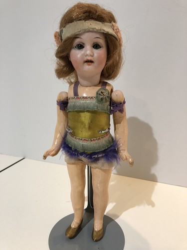 Antique German Jointed 8” Tall AM 390 Doll In Flapper Costume