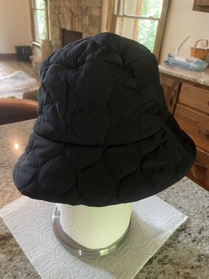 ZARA QUILTED BUCKET BLACK NYLON HAT DESIGNER INSPO Sz S