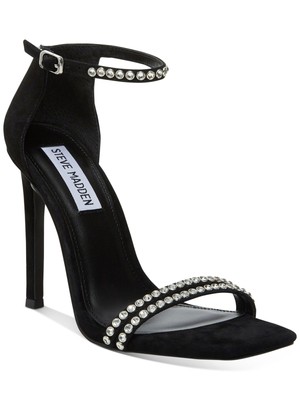 

STEVE MADDEN Женские черные кожаные сандалии на шпильке с квадратным носком Collette, 8 м, Черный, COLL05S1