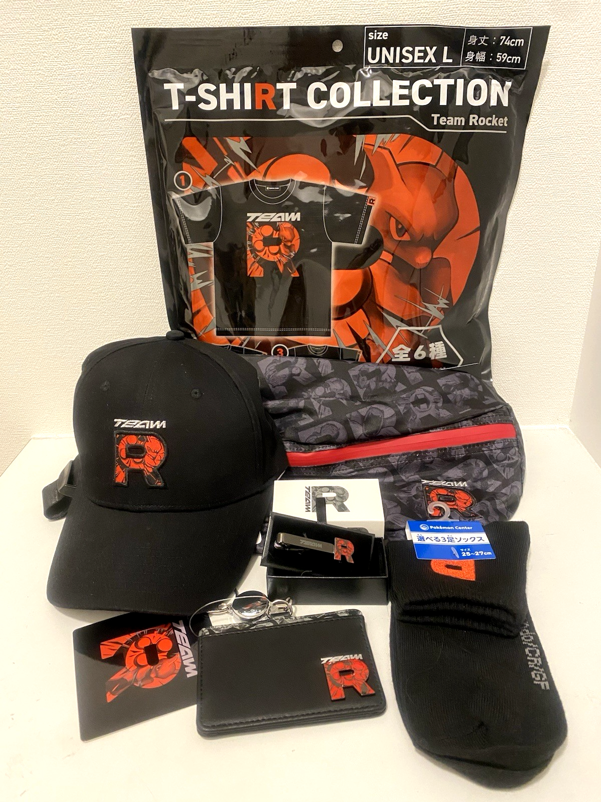 Pokemon Center Team Rocket 2025 Set of 6 T-shirt L Cap Socks