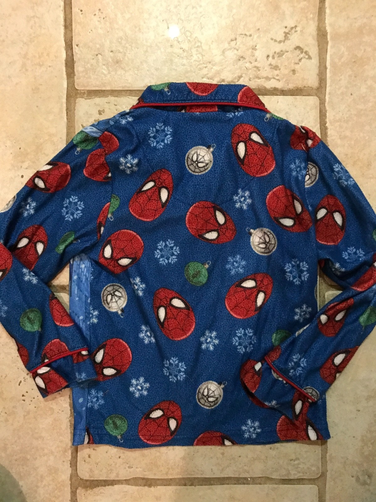 Boys Marvel Spider-Man Fleece Blue Shirt Pajama Top Size 8 Youth