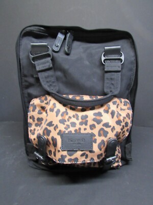 Himawari Black Cheetah Print Student Backpack Water Repellent Woman School