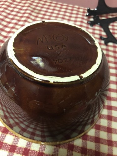 Vintage McCoy Pottery 7 1/2 Inch Brown Drip Mixing Bowl USA  #7027