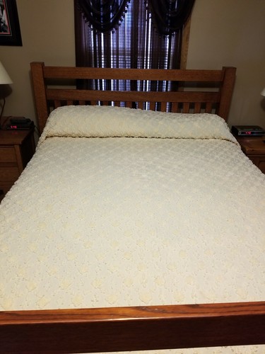 Vtg Blair Chenille Bedspread Popcorn Fringed Light Orange Peach 109