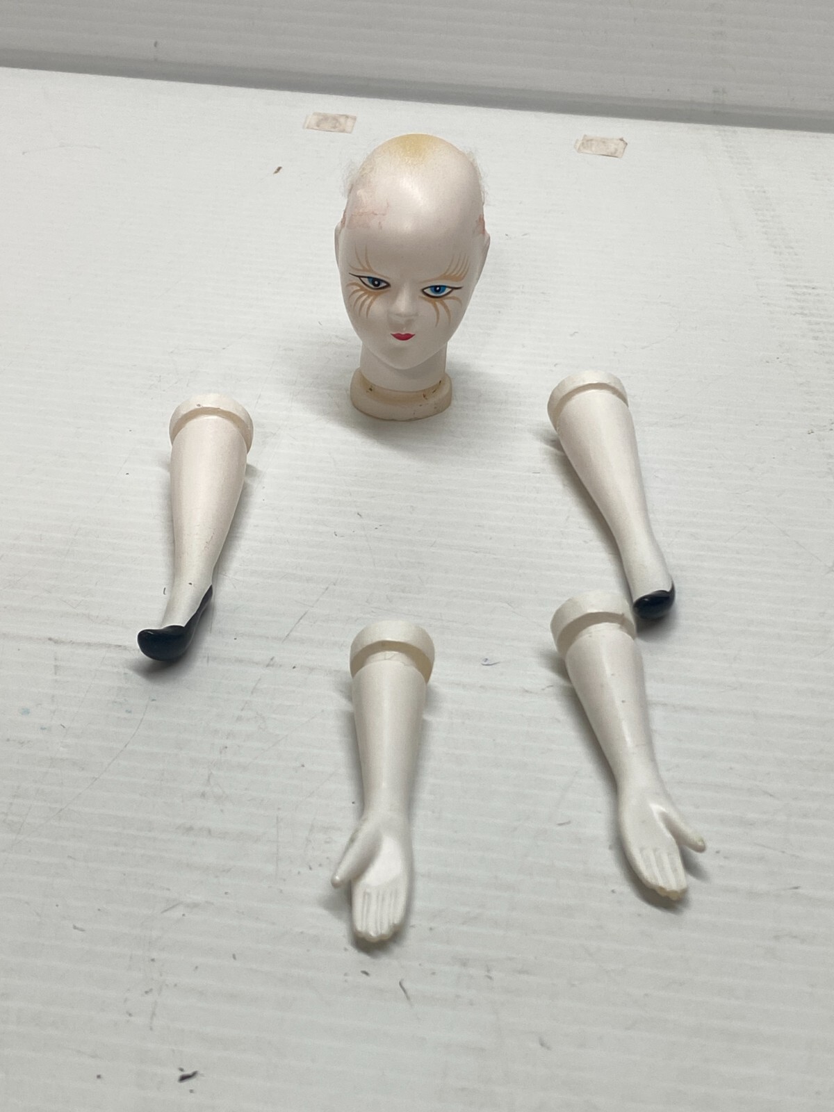 Vintage Plastic Doll parts harlequin  Parts Arms Legs and head