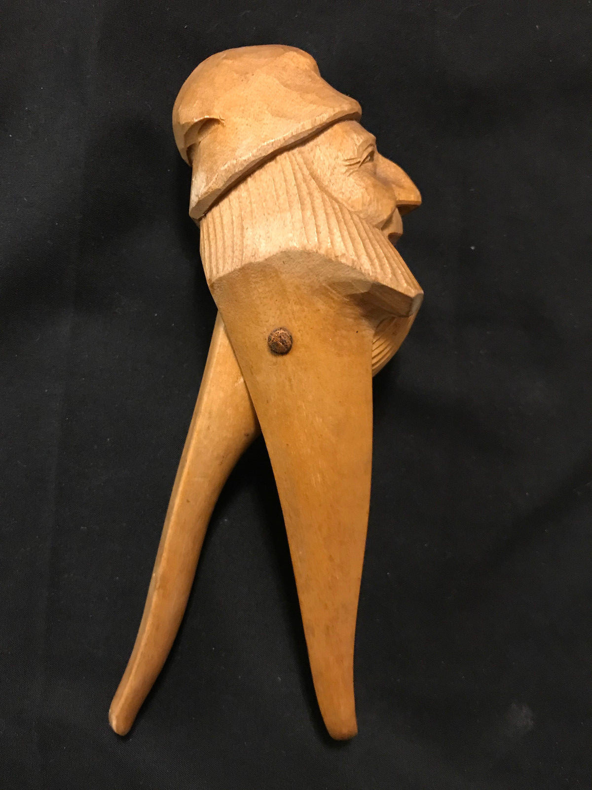 Vintage Hand Carved Wood Man Hat Teeth Nutcracker German? 6 1/2