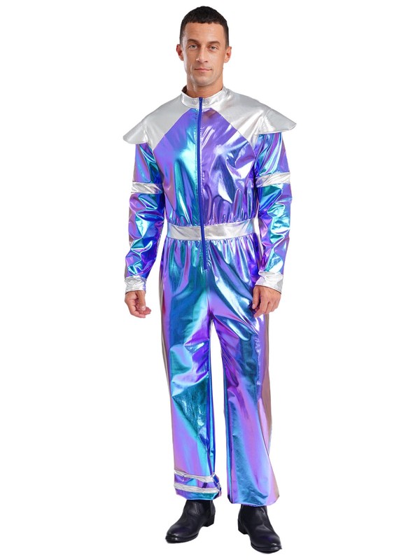 Mens Outfits Festival Cosplay Space Suit Bodysuit 70s 80s Jumpsuit